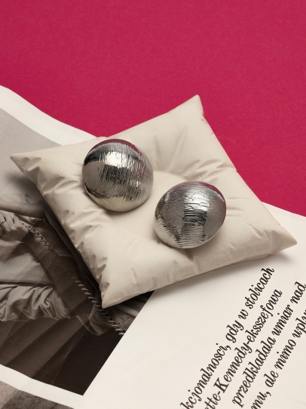 Клипсы &laquo;Тренд&raquo; объёмный круг, цвет серебро