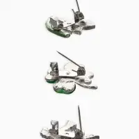 Броши "Голубь, клевер, подснежник" (набор 3шт), цветной в серебре