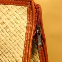 Сумка плетёная на молнии из пандана 41х16х50 см, светло-коричневый