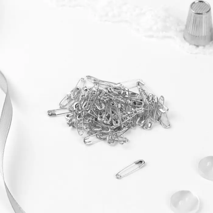 Булавки английские, 19 мм, 80 шт., цвет серебряный