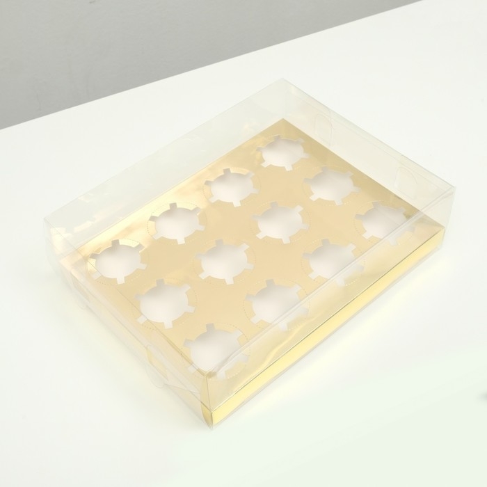 Коробка на 12 капкейков, золото, 34,7 &times; 26,3 &times; 10 см