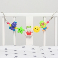 Растяжка на коляску/кроватку &laquo;Цыпленок, зайчик, обезьянка&raquo;, 3 игрушки, цвет МИКС, Крошка Я