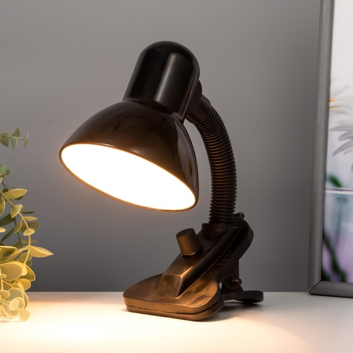 Лампа настольная Е27, светорегулятор, на зажиме (220 В) черная (108 А) RISALUX