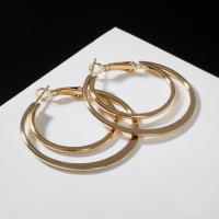 Серьги-кольца «Карма» двойной круг, цвет золото, d=4 Серьги-кольца «Карма» двойной круг, цвет золото, d=4