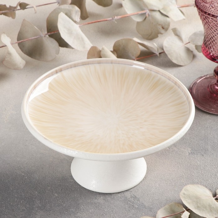 Блюдо керамическое для торта &laquo;Гравитация&raquo;, 16,5&times;8,5 см, цвет бежевый