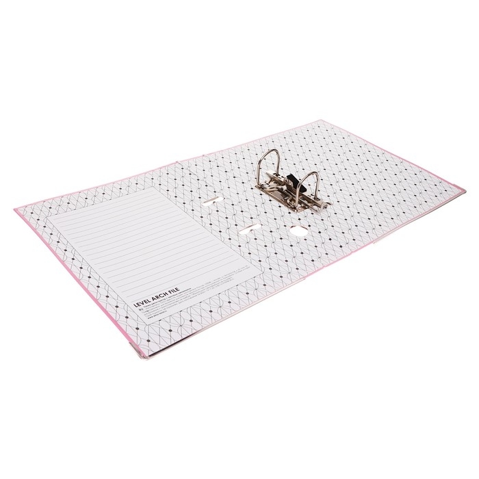 Папка-регистратор А4, 50 мм, Calligrata, ПВХ, тиснение "лен", металлическая окантовка, карман на корешок, собранная, розовая, микс