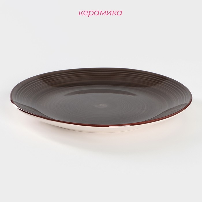 Тарелка керамическая обеденная Доляна &laquo;Морской мир&raquo;, d=27 см, цвет коричневый