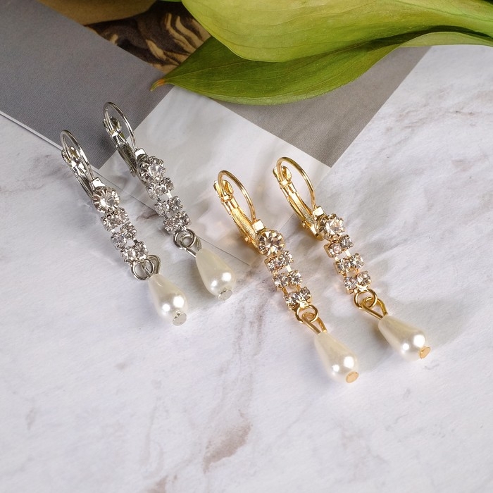 Серьги с жемчугом &laquo;Колосок&raquo; капля, цвет МИКС