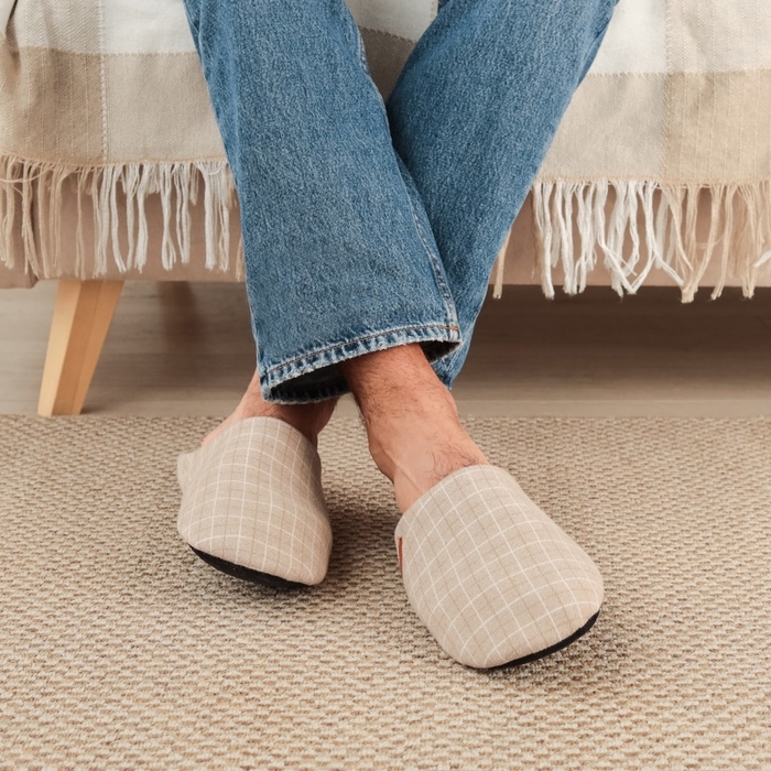 Тапочки мужские, размер 44-45, цвет бежевый