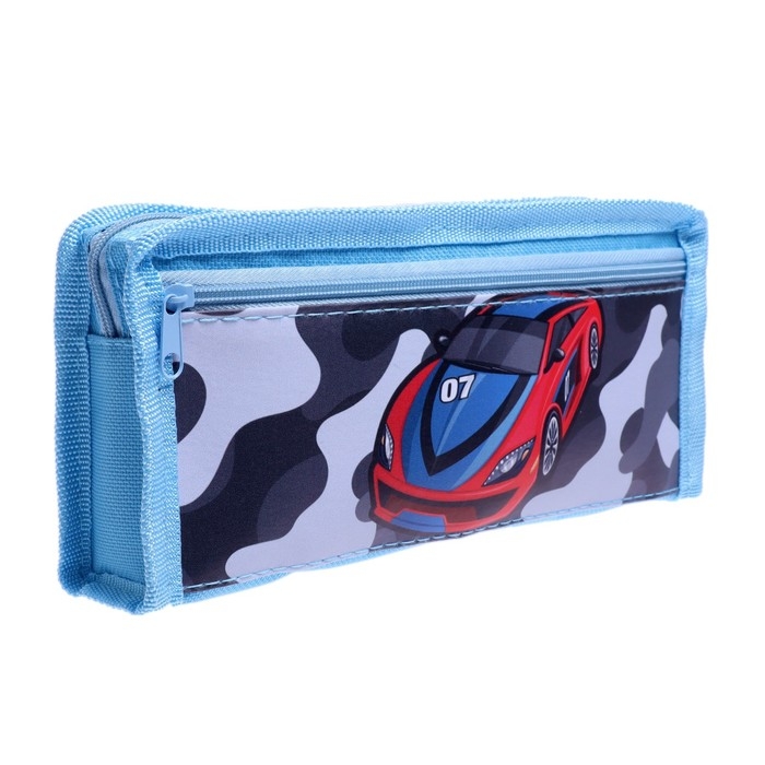 Пенал школьный на молнии "Машина", 2 отделения, МИКС