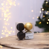 Шары ёлочные новогодние &laquo;Новогодних чудес&raquo;, на Новый год, пластик, d=6, 4 шт., цвет черное золотой