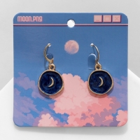 Серьги эмаль &laquo;Искусство&raquo; полумесяц, цвет синий в золоте