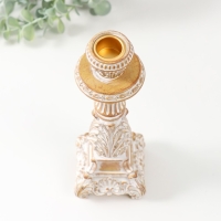 Подсвечник полистоун на 1 свечу "Амфитея" песочная с патиной 7,8х7,8х23,5 см