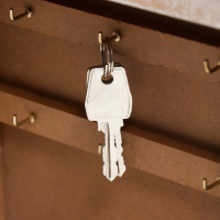 Ключница дерево 6 крючков "Дом со ставнями-сердечками" 29,5х22,5х6 см