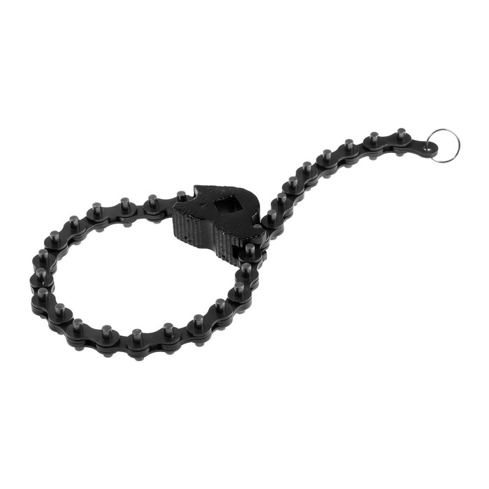 Съемник масляного фильтра ТУНДРА, цепной, под квадрат 1/2 Съемник масляного фильтра ТУНДРА, цепной, под квадрат 1/2", длина цепи 450 мм, до 130 мм