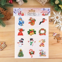 Набор наклеек "Новогодний" 12 наклеек новогодних в наборе, 9 х 9 см Набор наклеек "Новогодний" 12 наклеек новогодних в наборе, 9 х 9 см
