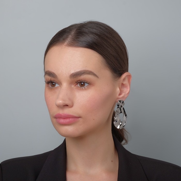 Серьги металл &laquo;Атмосфера&raquo; капля, цвет серый