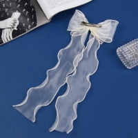 Зажим для волос "Школьница" бантик, 13х32 см, айвори