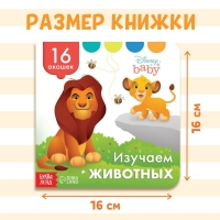 Картонная книга с окошками &laquo;Изучаем животных&raquo;, 10 стр., 16 окошек, Дисней