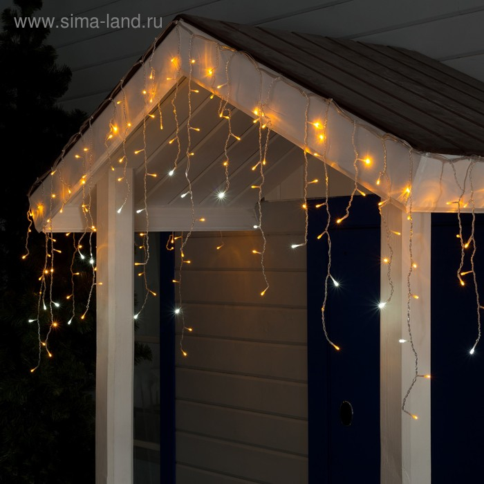 Гирлянда &laquo;Бахрома&raquo; 3 &times; 0.6 м, IP44, УМС, прозрачная нить, 160 LED, свечение жёлтое, мерцание белым, 220 В