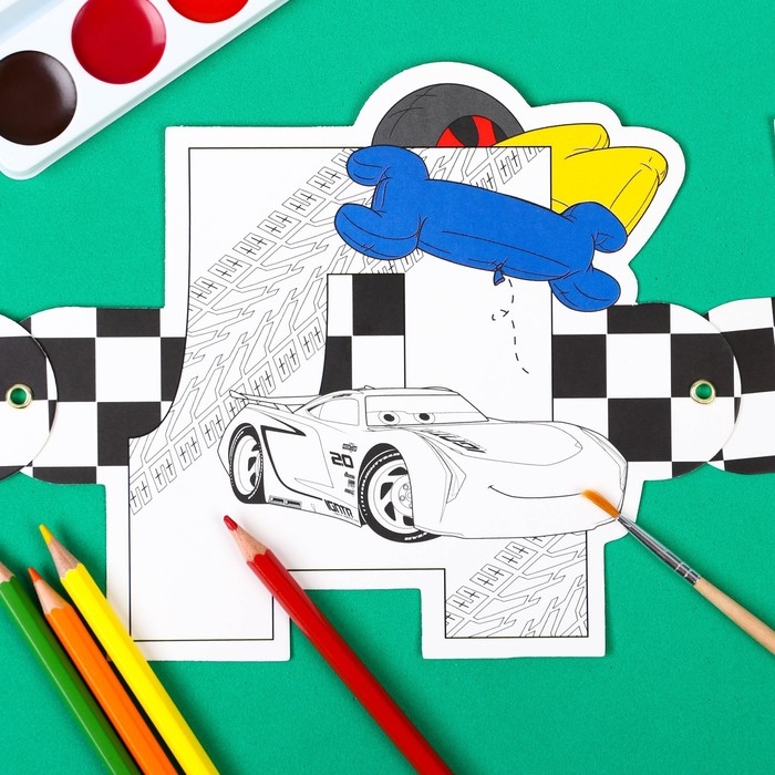 Гирлянда на люверсах с плакатом "С Днем Рождения", длина 304 см, Тачки