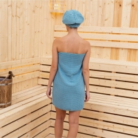 Набор для бани и ванной Этель &laquo;Вафля&raquo; полотенце 70*140 см+чалма 21*25 см, цв.синий