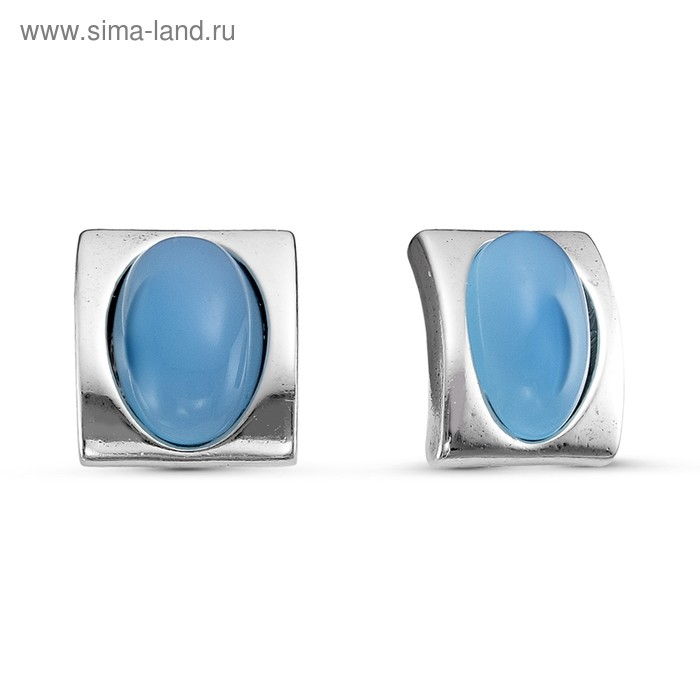 Серьги &laquo;Агат голубой&raquo; звёздная ночь, посеребрение с оксидированием