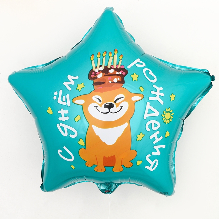 Воздушный шар фольгированный 18" &laquo;С днём рождения, собака&raquo;, звезда