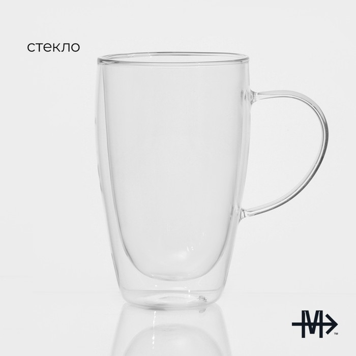 Кружка стеклянная с двойными стенками Magistro &laquo;Дуо&raquo;, 500 мл, 14,5&times;9&times;15,5 см
