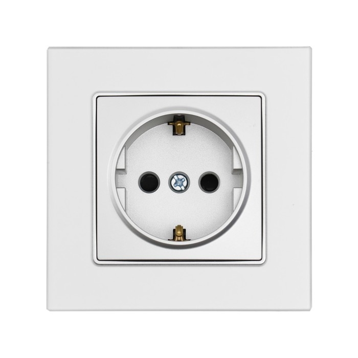 Розетка одноместная TOT Matte Glass, 16 А, скрытая, с з/к, стекло, серебристая Розетка одноместная TOT Matte Glass, 16 А, скрытая, с з/к, стекло, серебристая