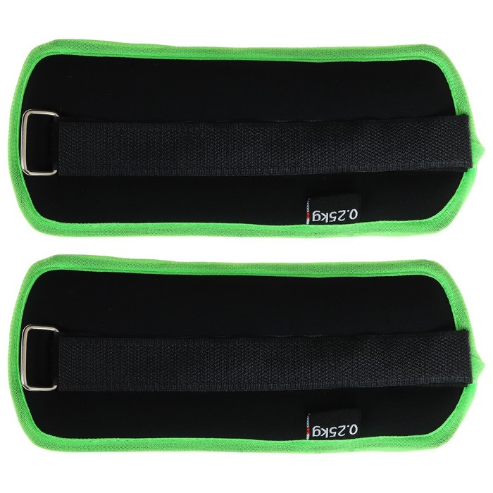 Утяжелители неопреновые ONLYTOP, 2 шт. х 0,25 кг, цвет чёрный/салатовый