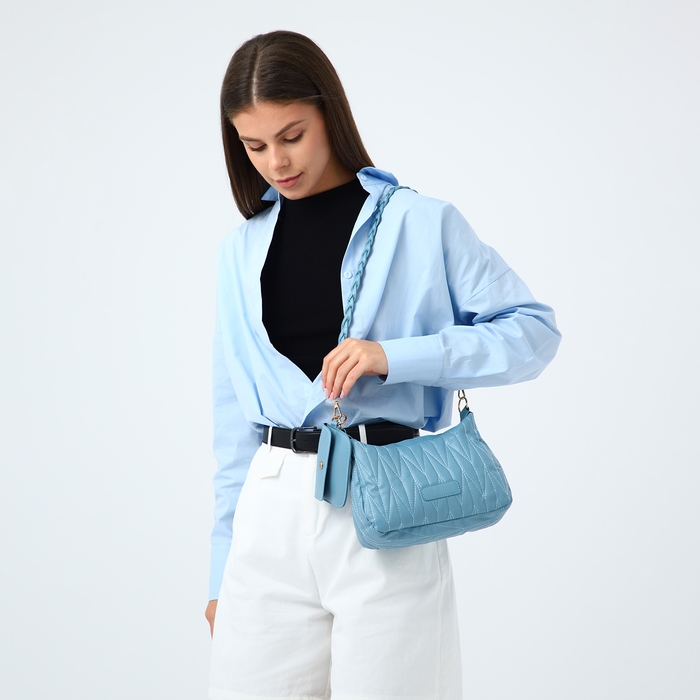 Сумка кросс-боди на молнии, цвет голубой
