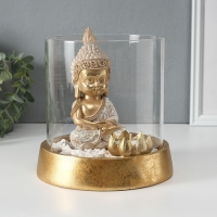 Сувенир полистоун, стекло "Медитирующий Будда в саду камней" со свечой 18х18х18 см Сувенир полистоун, стекло "Медитирующий Будда в саду камней" со свечой 18х18х18 см