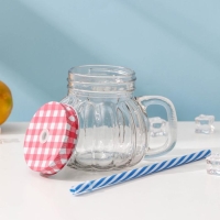 Кружка стеклянная с крышкой и трубочкой «Тыковка», 400 мл, 12,5×10 см, цвет МИКС Кружка стеклянная с крышкой и трубочкой «Тыковка», 400 мл, 12,5×10 см, цвет МИКС