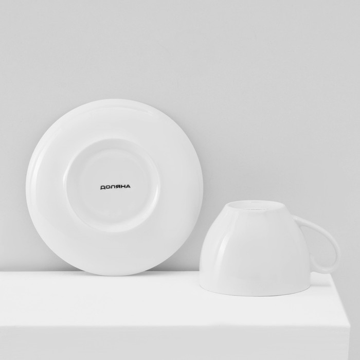 Сервиз фарфоровый чайный Доляна &laquo;Лаванда&raquo;, 12 предметов: 6 чашек 250 мл, 6 блюдец d=15 см, цвет белый