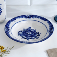 Тарелка &laquo;Цветы&raquo;, глубокая, D=20 см, H=4 см, гжель