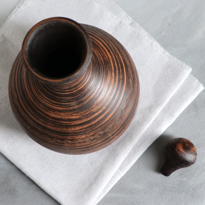 Штоф &laquo;Келин&raquo;, гончарный, ангоб, красная глина, 2,2 л, микс