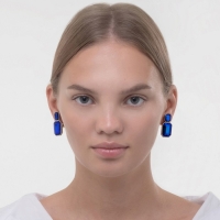 Клипсы &laquo;Вечеринка&raquo; ромбы, цвет синий в серебре