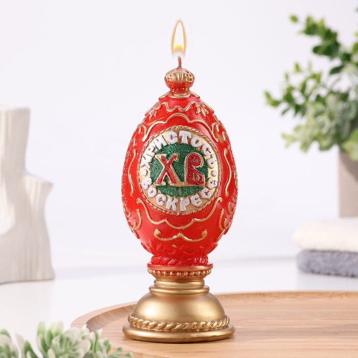 Свеча пасхальная большая Свеча пасхальная большая "Яйцо ХВ", 6,5х15 см, 195 гр