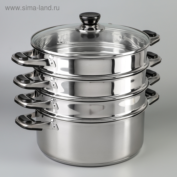 Мантоварка &laquo;Алтын&raquo;, 16,2 л, d=26 см, 3 секции, капсульное дно, стеклянная крышка, индукция