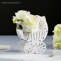 Кашпо "Коляска", фанера, белая, 14,5х8,5х18,5 см Кашпо "Коляска", фанера, белая, 14,5х8,5х18,5 см