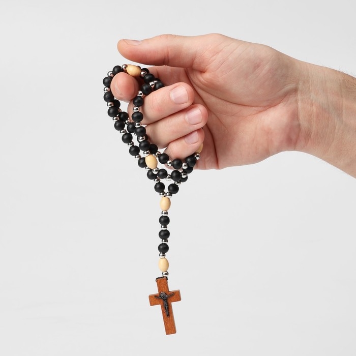 Чётки деревянные «Православные» 50 бусин через шарик, цвет чёрный Чётки деревянные «Православные» 50 бусин через шарик, цвет чёрный