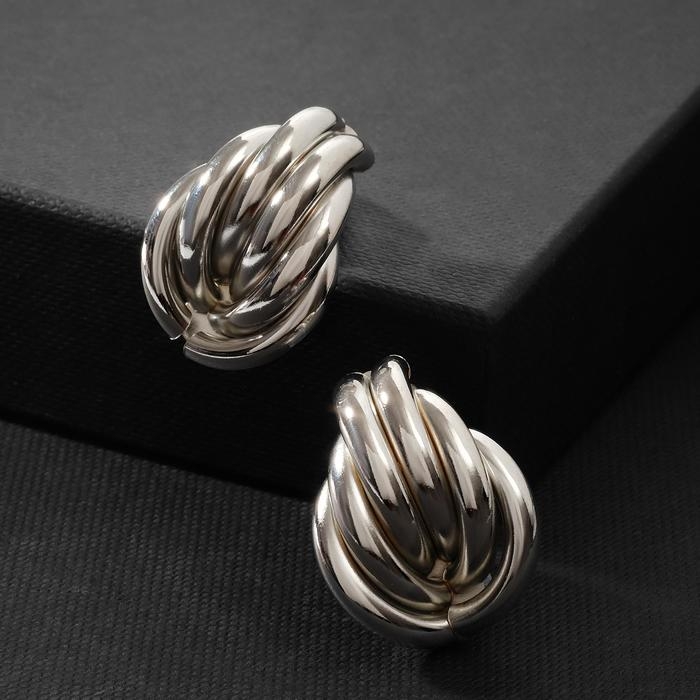 Серьги металл &laquo;Геометрия&raquo; глубина, цвет серебро