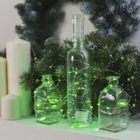 Гирлянда «Нить» 5 м роса, IP20, серебристая нить, 50 LED, батарейки CR2032х2 (в комплекте), свечение зелёное Гирлянда «Нить» 5 м роса, IP20, серебристая нить, 50 LED, батарейки CR2032х2 (в комплекте), свечение зелёное