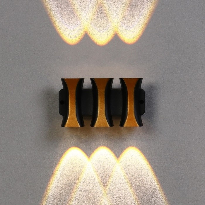 Светильник фасадный &laquo;Элегант&raquo;, FSD-042, 6 Вт, 3000К, 3 луча, IP65, 220 В, пластик, черный