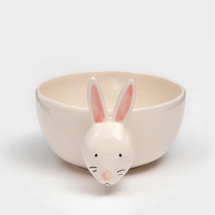 Тарелка глубокая &laquo;Зайчик&raquo;, бежевая, керамика, d=18 см, 1,6 л, Иран