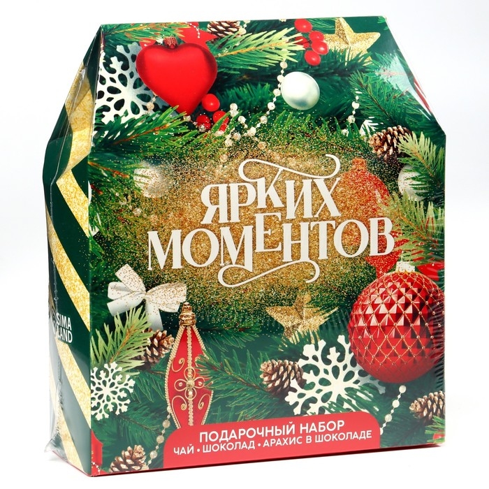 Новый год! Подарочный набор &laquo;С новым годом&raquo; : чай чёрный, 50 г., шоколад молочный, 27 г., арахис в глазури 100 г