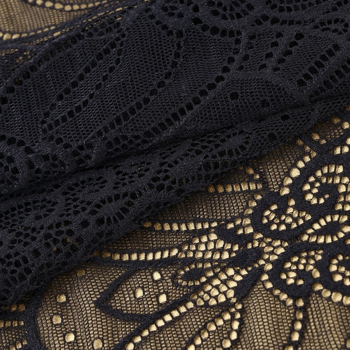Кружевная эластичная ткань, 185 мм × 2,7 ± 0,5 м, цвет чёрный Кружевная эластичная ткань, 185 мм × 2,7 ± 0,5 м, цвет чёрный