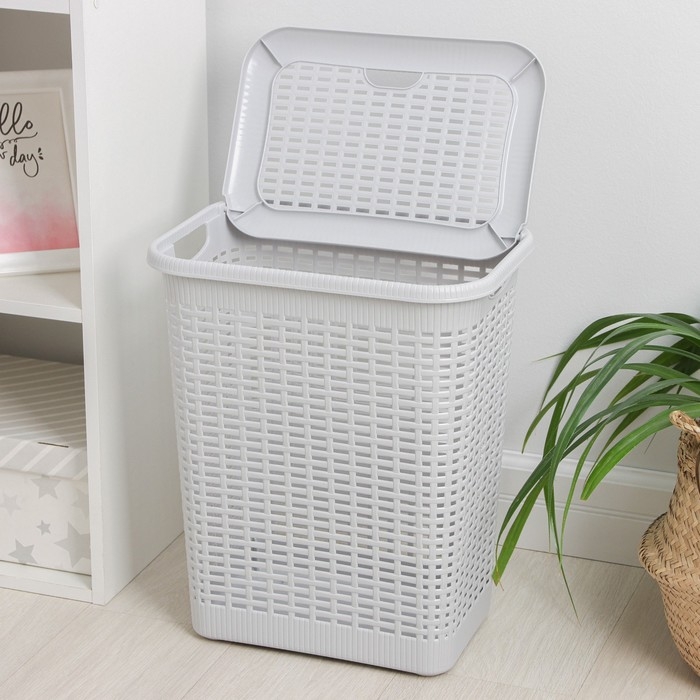 Корзина бельевая, 30 л, 38&times;26&times;46 см, с крышкой, МИКС
