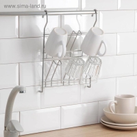 Держатель на рейлинг на 6 предметов: для кружек, стаканов, 34&times;24 см, d=16 мм, цвет хром зеркальный